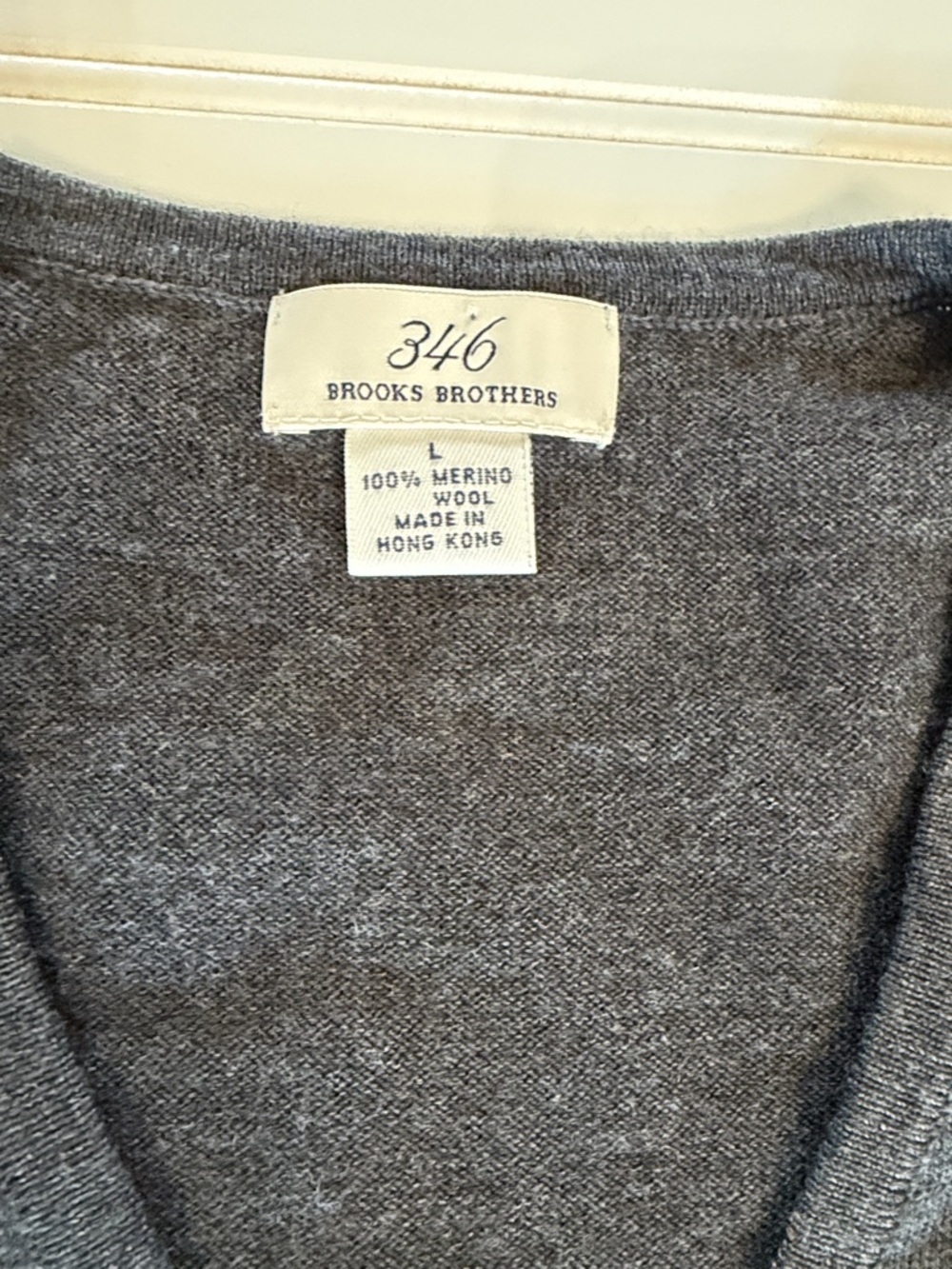 346 Brooks Brothers Gray Argyle V-Neck Sweater Women‎ L Merino Wool - Picture 2 of 7